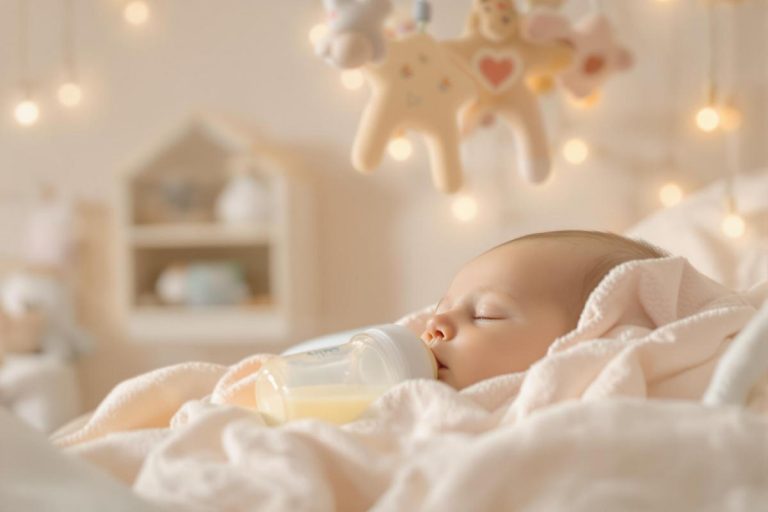 Bébé ne finit pas ses biberons et s'endort dessus